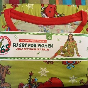 Bundle - Dr. Seuss Unisex Women’s Grinch Matching Pajama Set, 2-Piece (S and M)